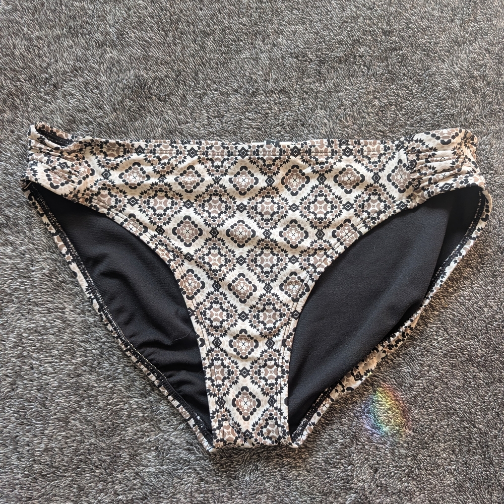 Jantzen High-Waist Bikini Bottoms in Black and Beige Mosaic